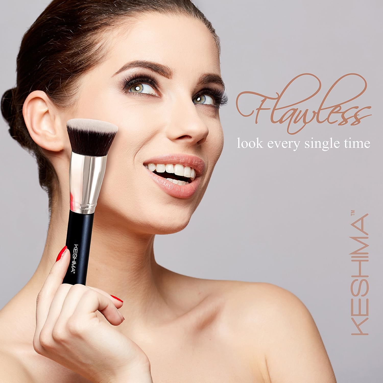 Flat Top Kabuki Foundation Brush By KESHIMA - Premium Makeup Brush for Liquid, Cream, and Powder - Buffing, Blending, Flawless Face Brush - Image 7